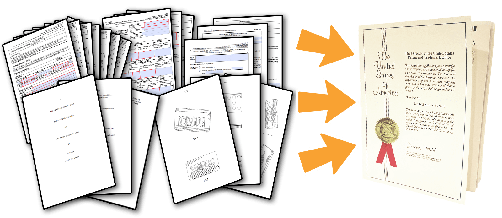 Design Patents Forms to Completion